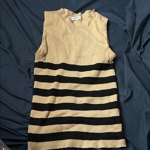 Suzy Shier Ribbed Knit Top in Tan